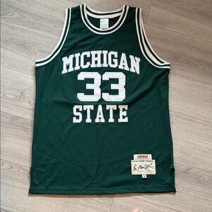 Magic Johnson Adidas True School Authentic Michigan State #33 Dark Green Jersey